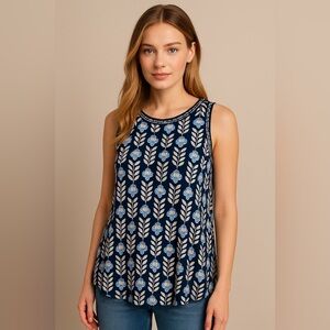 Max Edition Navy and Pink Petite Top